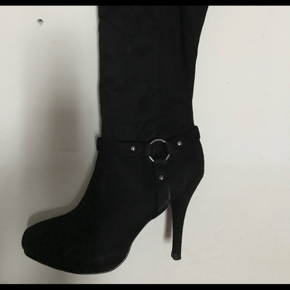 Guess size 10 black over the Knee Platform Boots - Picture 4 of 7